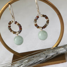 Load image into Gallery viewer, Aquamarine Beaded Hoop Earrings