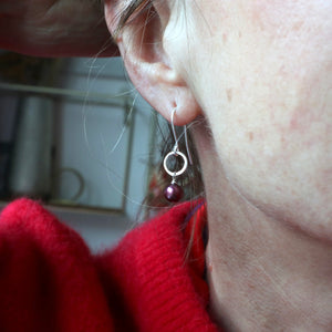 Red Freshwater Pearl Earrings