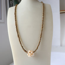 Load image into Gallery viewer, Pearl Cluster Seed Bead Necklace