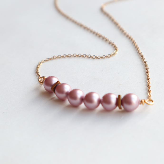 Pink Pearl Bar Necklace