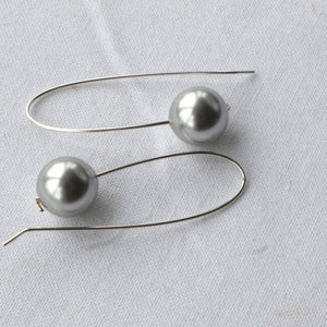 Large Long Grey Pearl Earrings