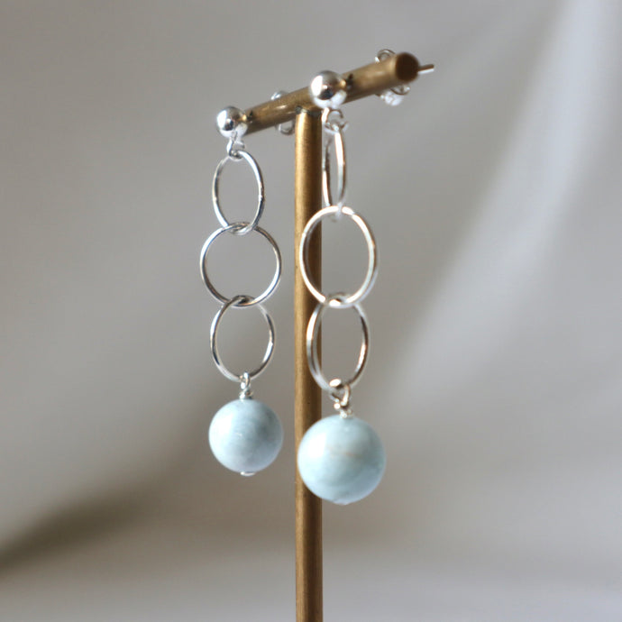 Aquamarine circle earrings