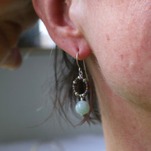 Load image into Gallery viewer, Aquamarine Beaded Hoop Earrings