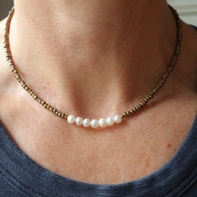 Load image into Gallery viewer, Freshwater Pearl Bronze seed Bead Necklace