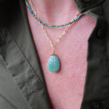 Load image into Gallery viewer, Green Aventurine Carved leaf  Pendant
