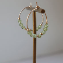 Load image into Gallery viewer, Peridot Gold Hoop Earrings