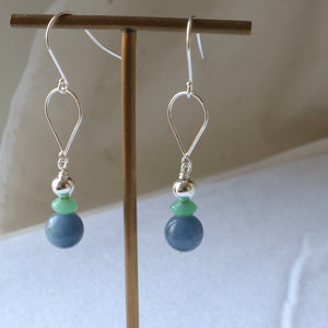 Blue Jade Aventurine Silver Earrings