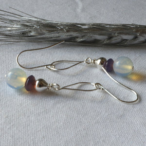 Opaline Amethyst Silver Earrings