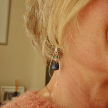 Load image into Gallery viewer, Silver Lapis Teardrop Earrings