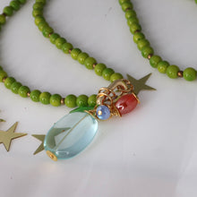 Load image into Gallery viewer, Green Beaded Charm Necklace