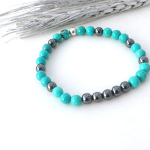 Load image into Gallery viewer, Hematite Turquoise Bracelet