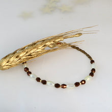 Load image into Gallery viewer, Cream and Bronze Crystal Bracelet