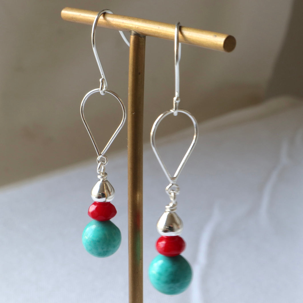 Teardrop Coral Silver Earrings