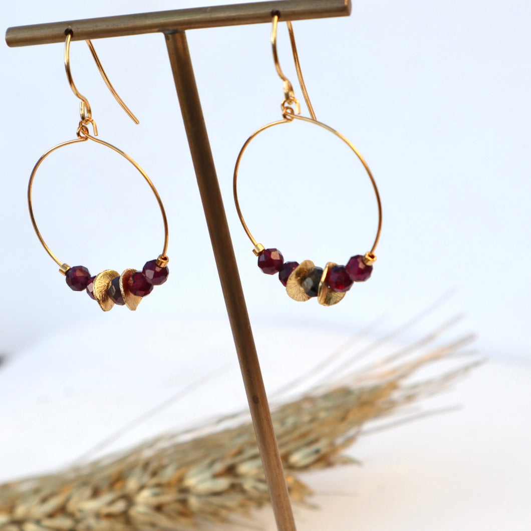 Garnet Hoop Earrings