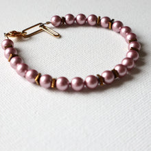 Load image into Gallery viewer, Pink pearl bridal and bridesmaid bracelet 