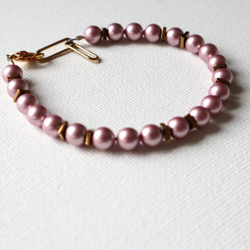 Pink pearl bridal and bridesmaid bracelet 