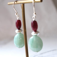 Load image into Gallery viewer, Green Aventurine Silver Earrings