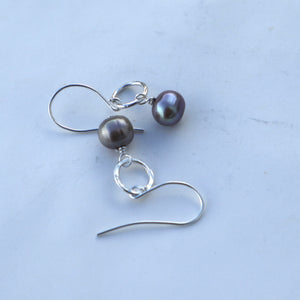 Deep Silver Grey pearl earrings