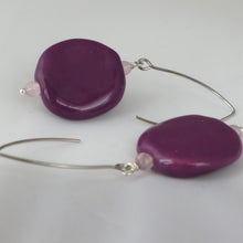 Load image into Gallery viewer, Purple ceramic disc earrings 