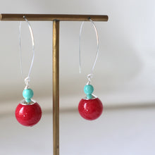 Load image into Gallery viewer, Coral silver earrings 