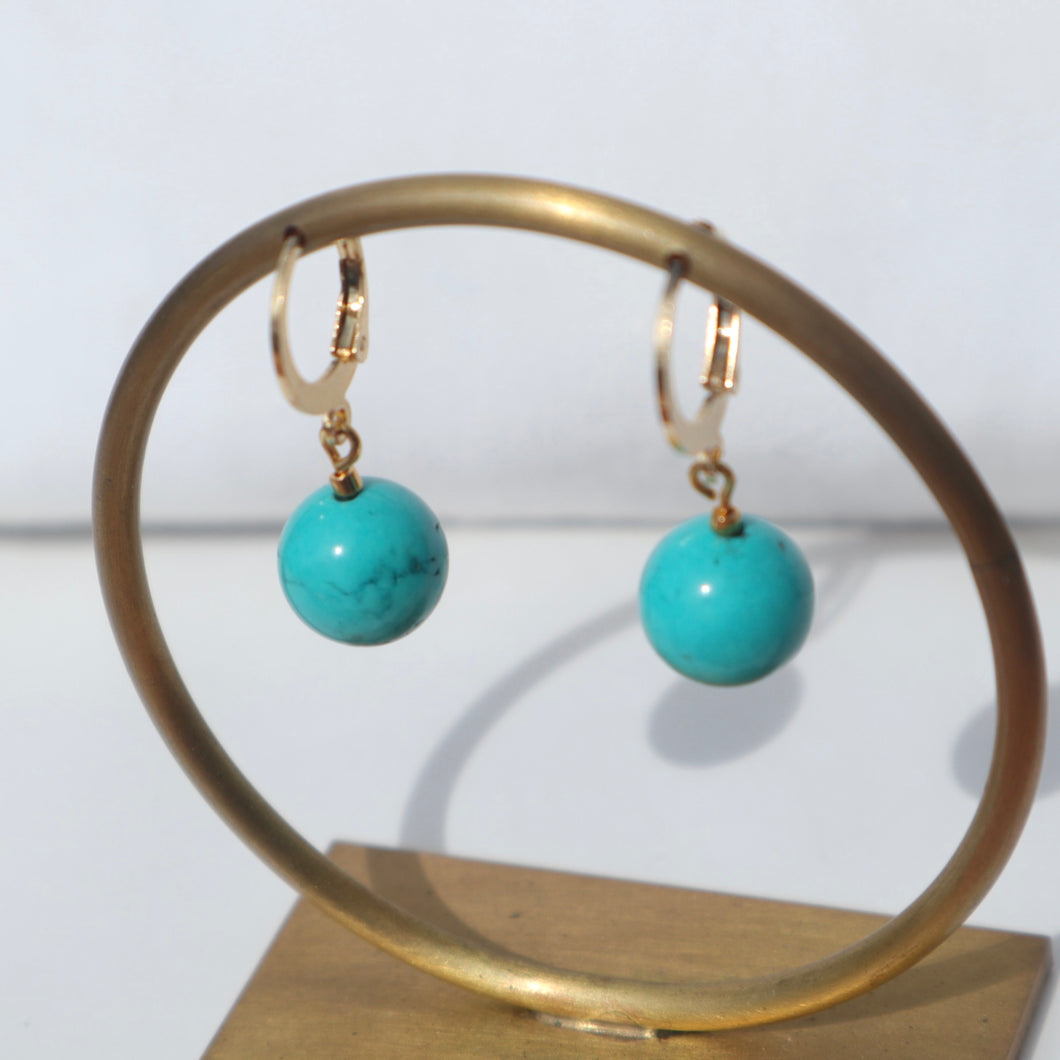 Turquoise huggie earrings