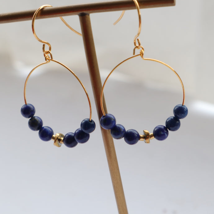 Lapis lazuli gold hoop earrings