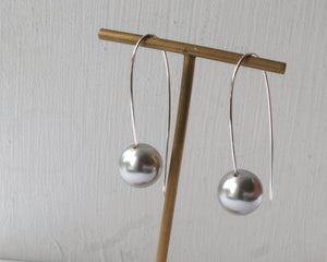 Large Long Grey Pearl Earrings