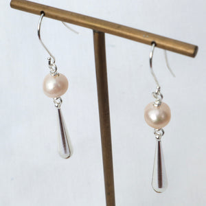 Pearl and Silver Charm Earrings
