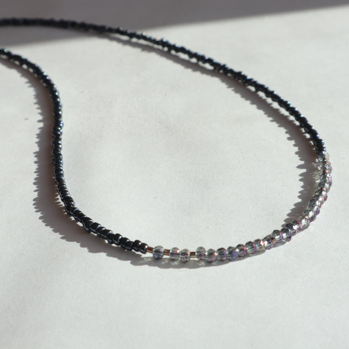 Midnight black seed bead necklace 