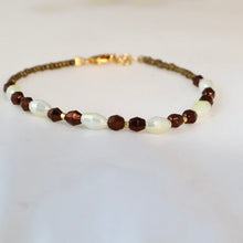 Load image into Gallery viewer, Cream and Bronze Crystal Bracelet