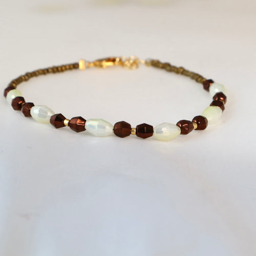 Cream and Bronze Crystal Bracelet