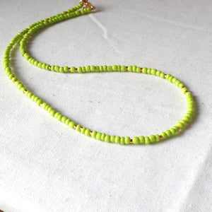 Lime green seed bead necklace
