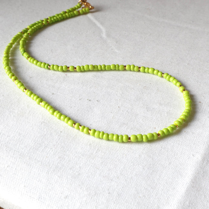 Lime green seed bead necklace