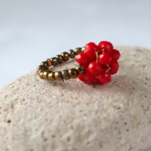 Load image into Gallery viewer, Red Cluster Cocktail Ring