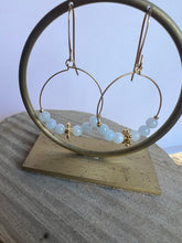 Load image into Gallery viewer, Aquamarine Gold Hoop Earrings