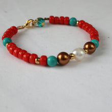 Load image into Gallery viewer, Pearl &amp; Orange Bracelet