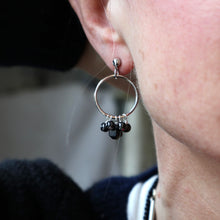 Load image into Gallery viewer, Hematite Silver Hoop Earrings