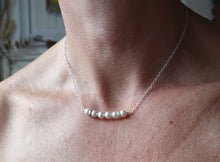 Load image into Gallery viewer, Pearl Bar Necklace with Silver