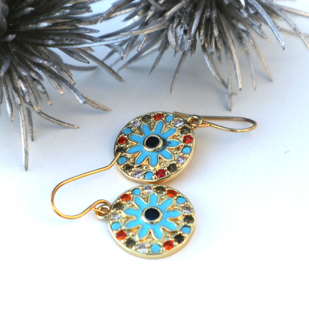 Flower Enamel Earrings