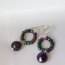 Load image into Gallery viewer, Amethyst hoop earrings