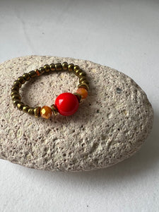 Orange Beaded Ring