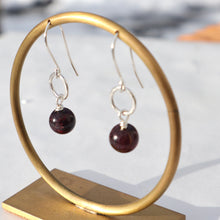 Load image into Gallery viewer, Silver Garnet Earrings