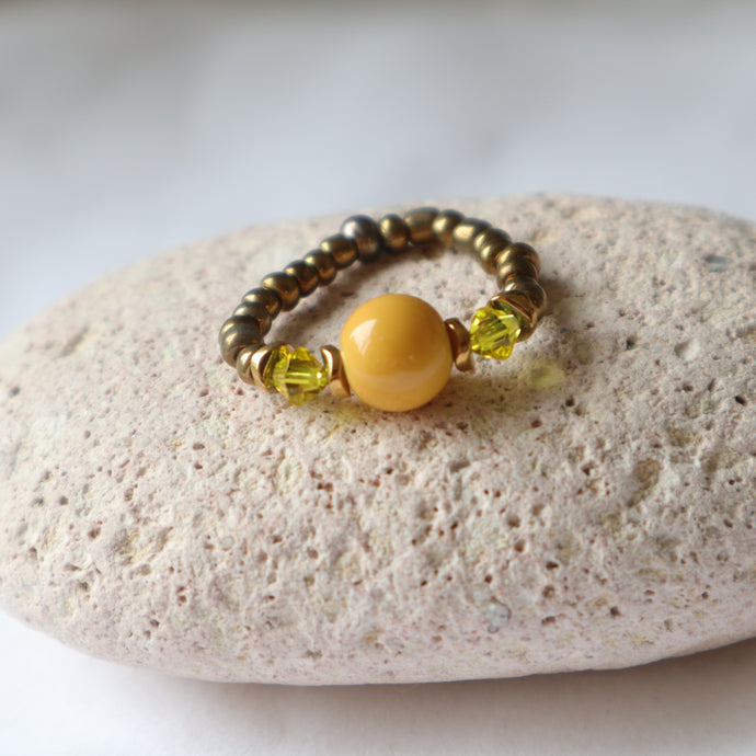 Yellow Beaded ring