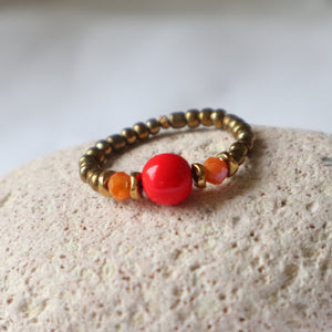 Orange Beaded Ring