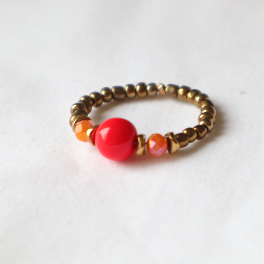Orange Beaded Ring