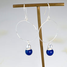 Load image into Gallery viewer, Lapis Lazuli Silver Hoop Earrings