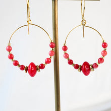 Load image into Gallery viewer, Red Hoop Earrings