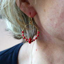 Load image into Gallery viewer, Red Hoop Earrings