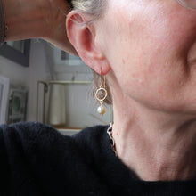 Load image into Gallery viewer, Pearl Drop Hoop Earrings