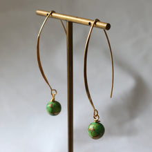 Load image into Gallery viewer, Green Mosaic doubleover hook Earrings